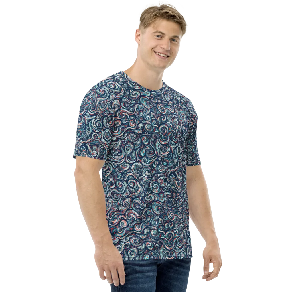 Indigo Vortex on Men's Crew Neck T-Shirt — Right