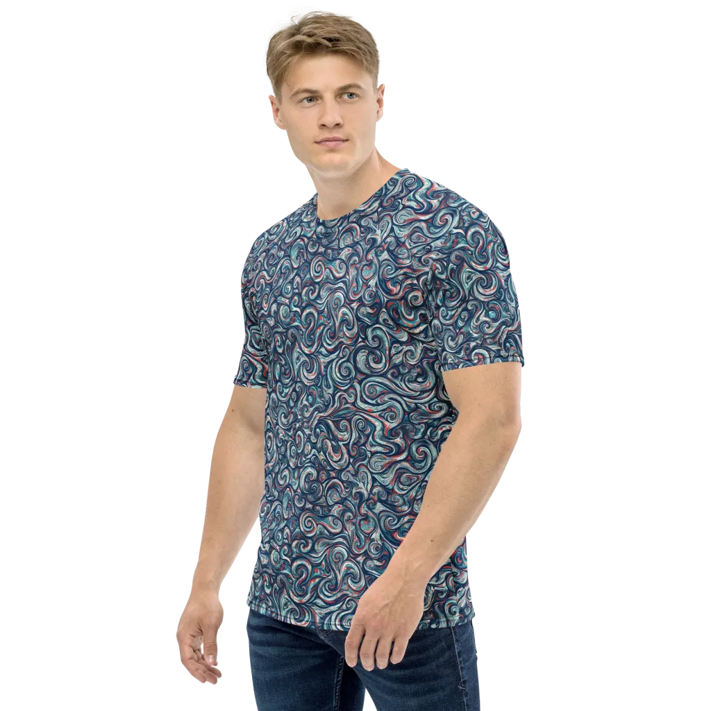 Indigo Vortex on Men's Crew Neck T-Shirt — Left