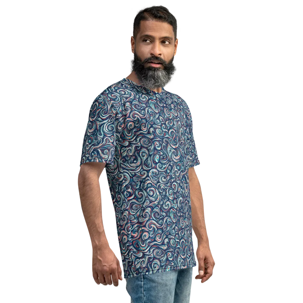 Indigo Vortex on Men's Crew Neck T-Shirt — Right