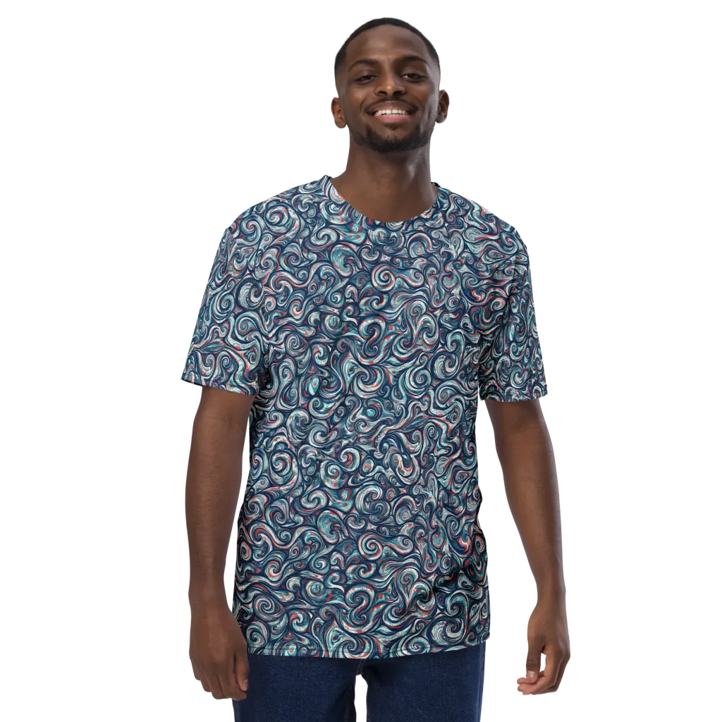 Indigo Vortex on Men's Crew Neck T-Shirt — Front
