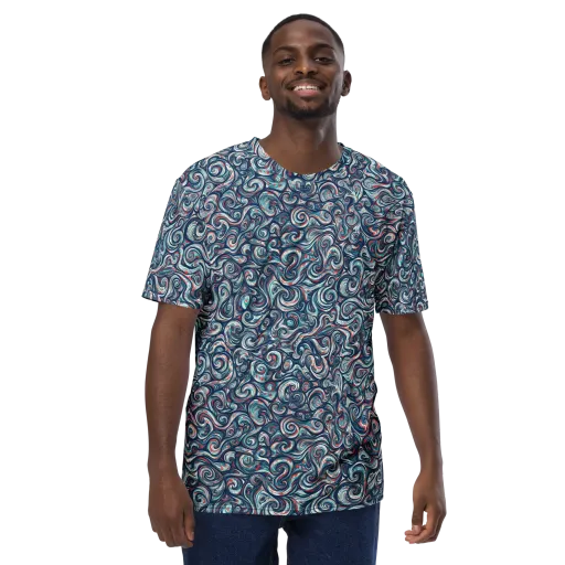Indigo Vortex on a Men's Crew Neck T-Shirt