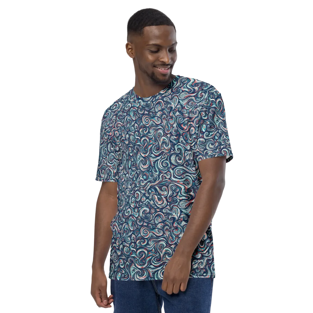 Indigo Vortex on Men's Crew Neck T-Shirt — Left