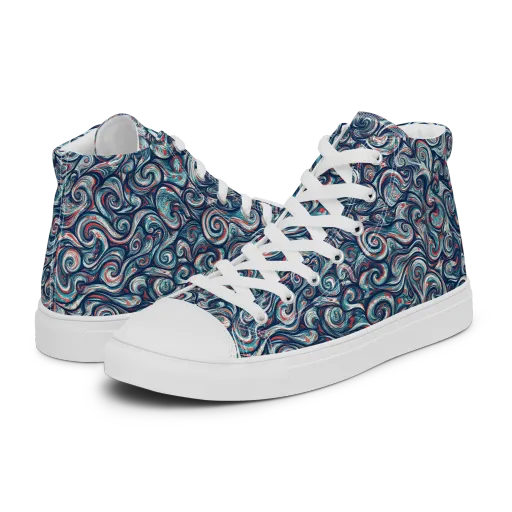 Indigo Vortex on a Men's High Top Canvas Shoes
