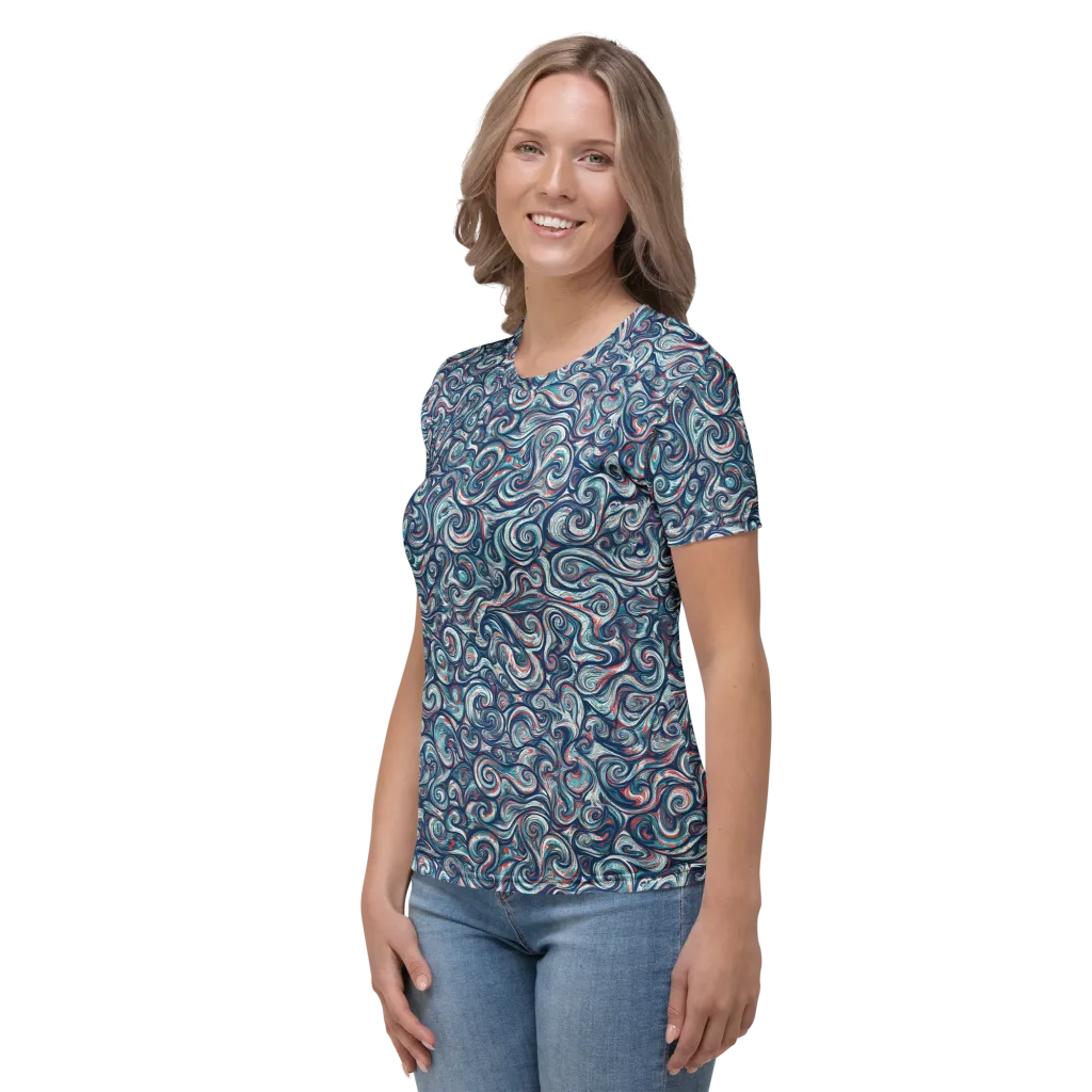 Indigo Vortex on Women's Crew Neck T-Shirt — Left