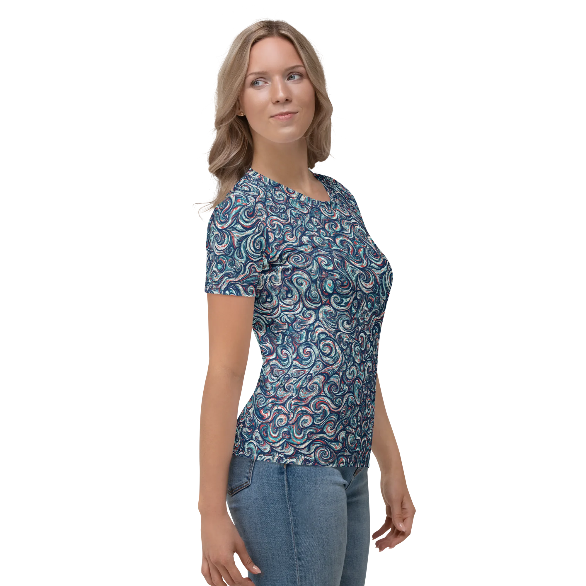 Indigo Vortex on Women's Crew Neck T-Shirt — Right