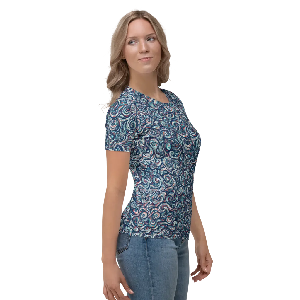 Indigo Vortex on Women's Crew Neck T-Shirt — Right
