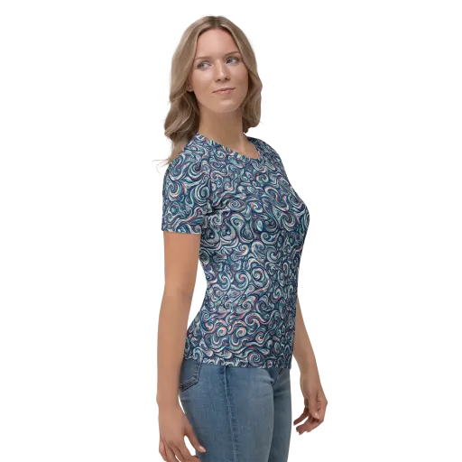 Indigo Vortex on a Women's Crew Neck T-Shirt