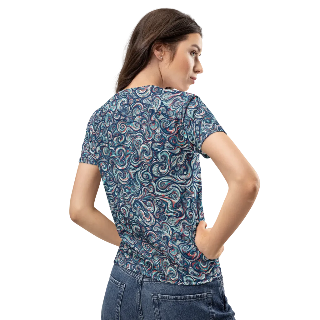Indigo Vortex on Women's Crew Neck T-Shirt — Back