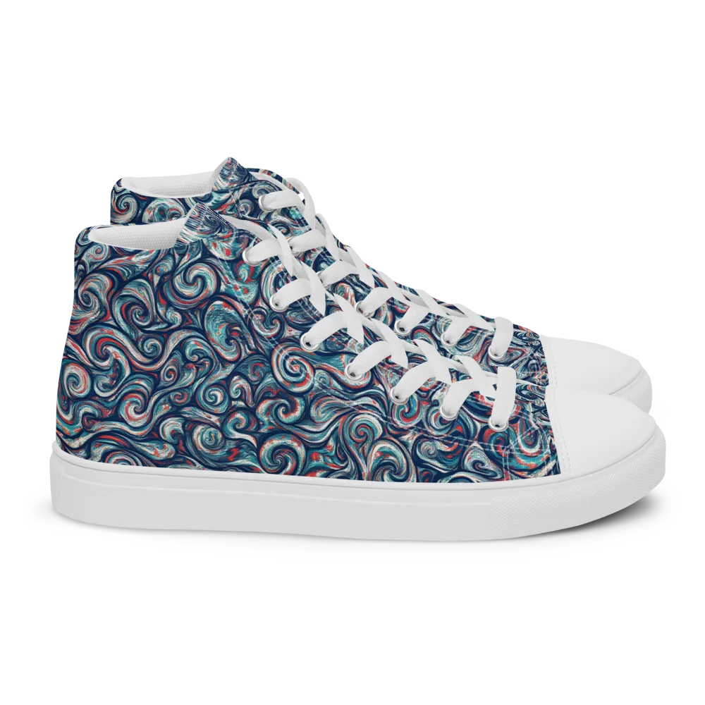 Indigo Vortex on Women's High Top Canvas Shoes — Right
