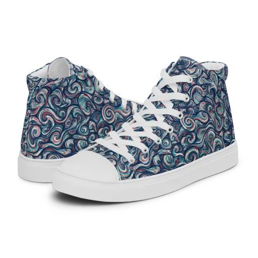 Indigo Vortex on a Women's High Top Canvas Shoes