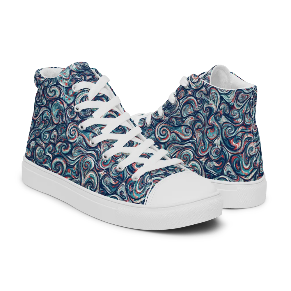 Indigo Vortex on Women's High Top Canvas Shoes — Right