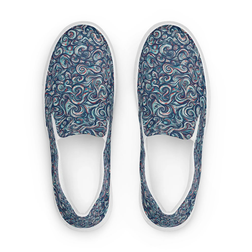Indigo Vortex on Men's Slip-On Canvas Shoes — Front