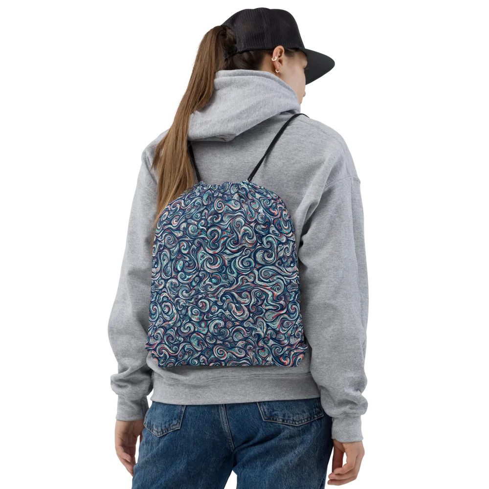Indigo Vortex on Drawstring Bag — Front