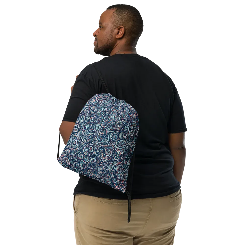 Indigo Vortex on Drawstring Bag — Front