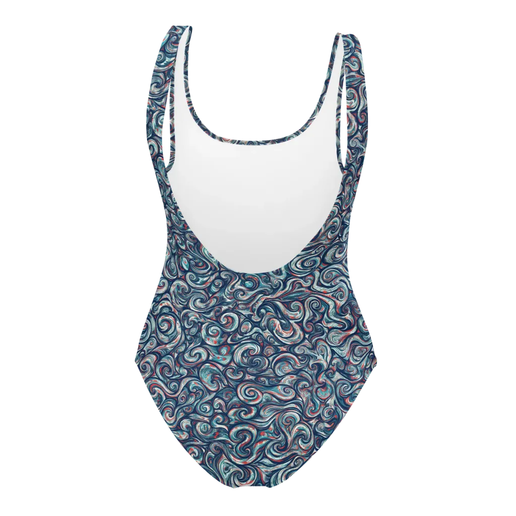 Indigo Vortex on One-Piece Swimsuit — Back