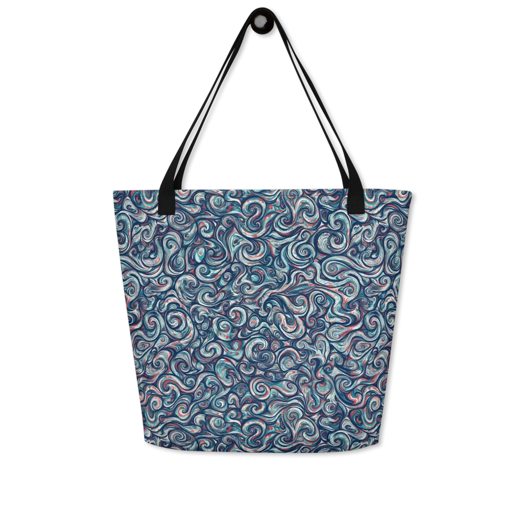 Indigo Vortex on Large Tote Bag W/ Pocket — Front