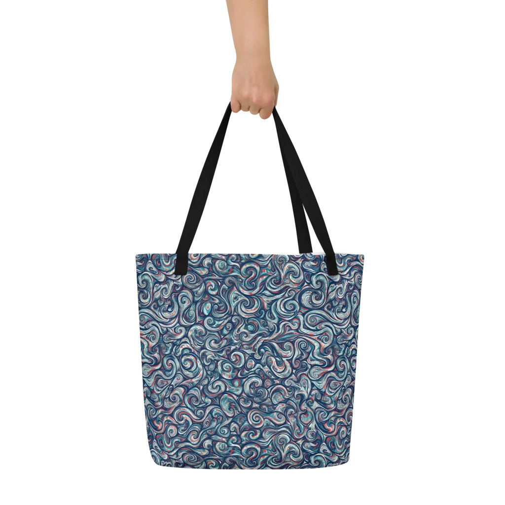 Indigo Vortex on Large Tote Bag W/ Pocket — Front