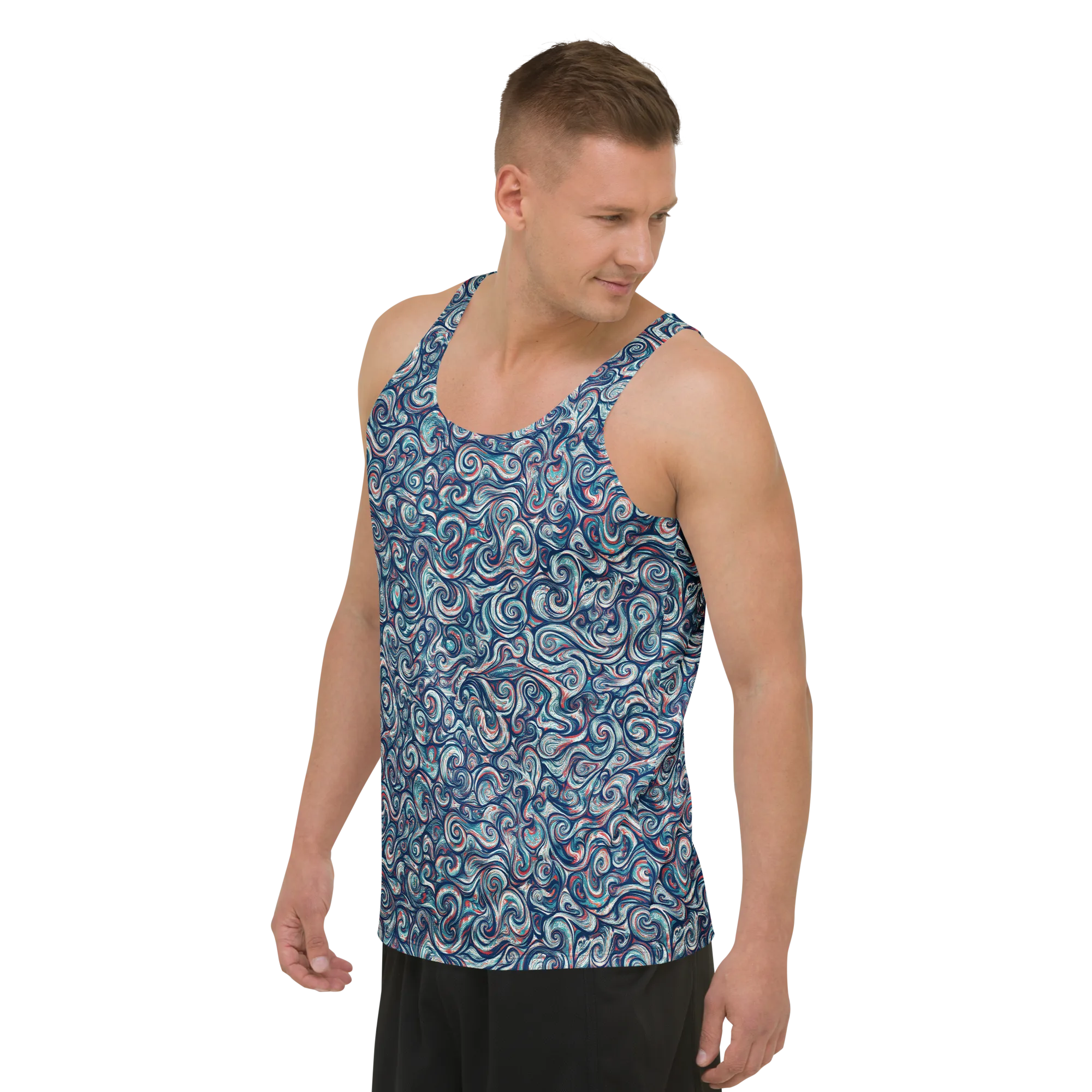 Indigo Vortex on Men's Tank Top — Left Front