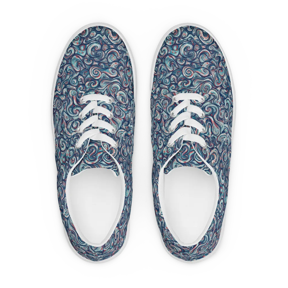 Indigo Vortex on Men's Lace-Up Canvas Shoes — Front