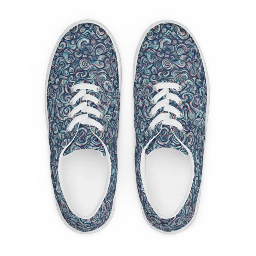 Indigo Vortex on a Men's Lace-Up Canvas Shoes