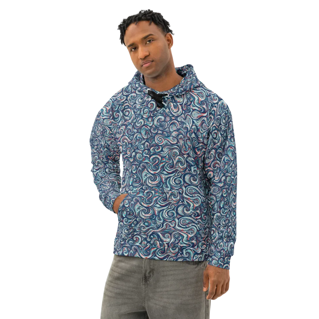 Indigo Vortex on Cotton Hoodie — Left Front