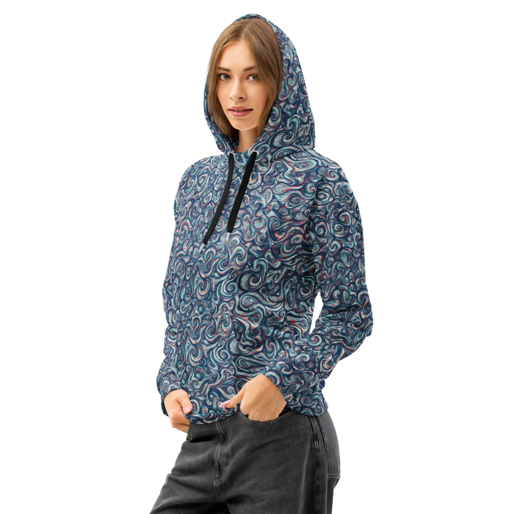 Indigo Vortex on Cotton Hoodie — Left Front