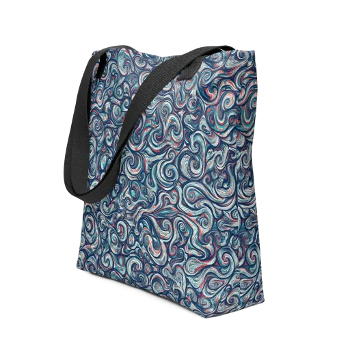 Indigo Vortex Tote Bag on model