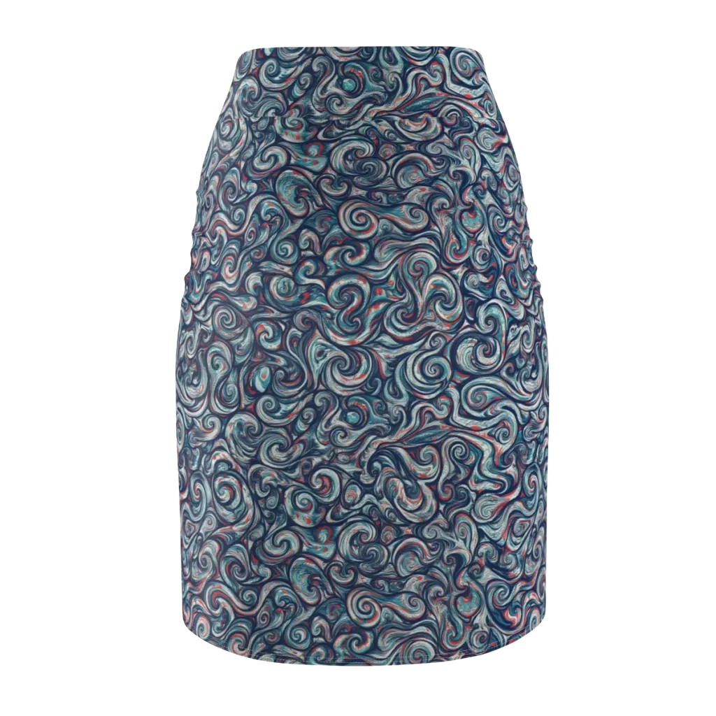 Indigo Vortex on Pencil Skirt — Back