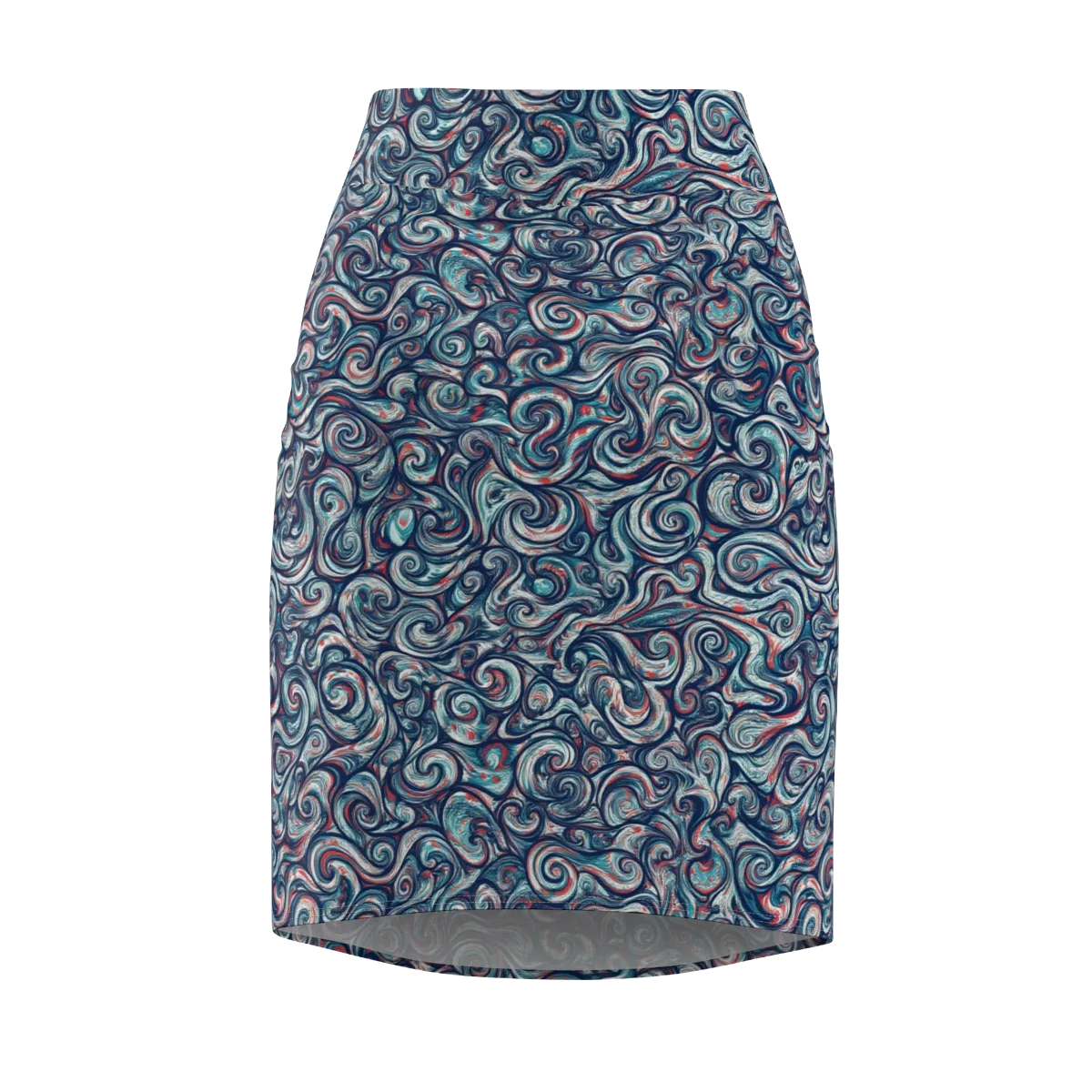 Indigo Vortex on Pencil Skirt — Front