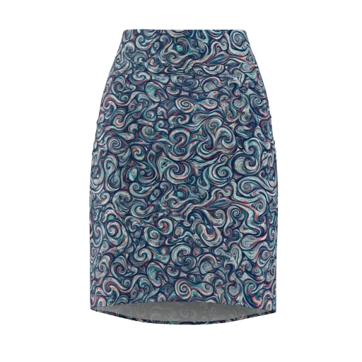 Indigo Vortex on a Pencil Skirt