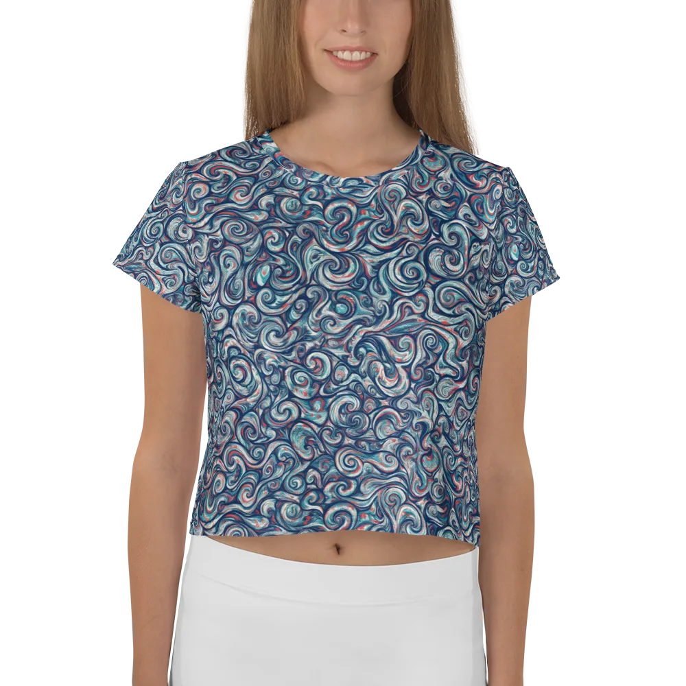Indigo Vortex on Crop Tee — Front