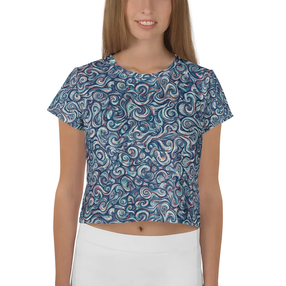 Indigo Vortex on Crop Tee — Front