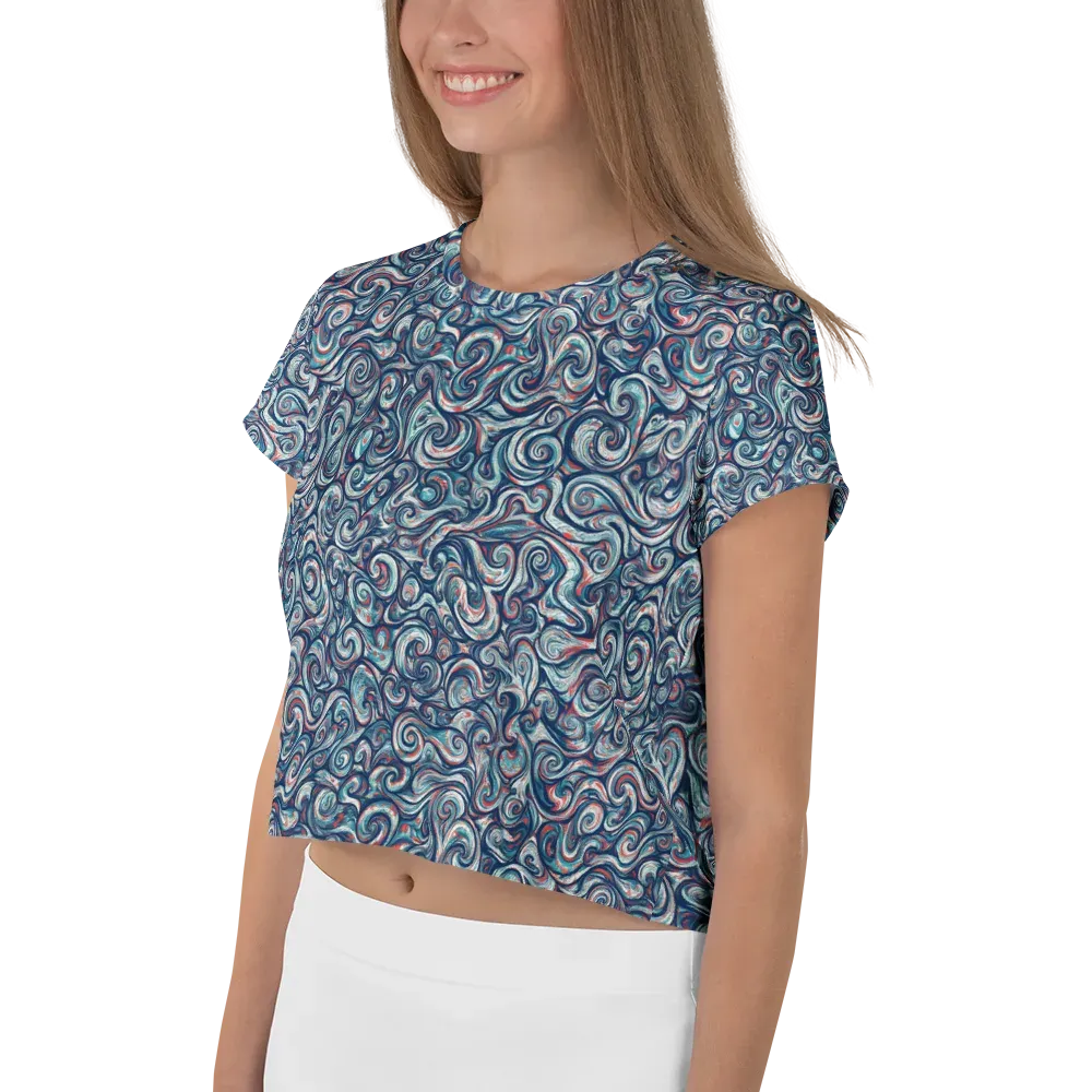 Indigo Vortex on Crop Tee — Left