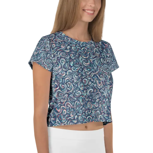 Indigo Vortex on a Crop Tee