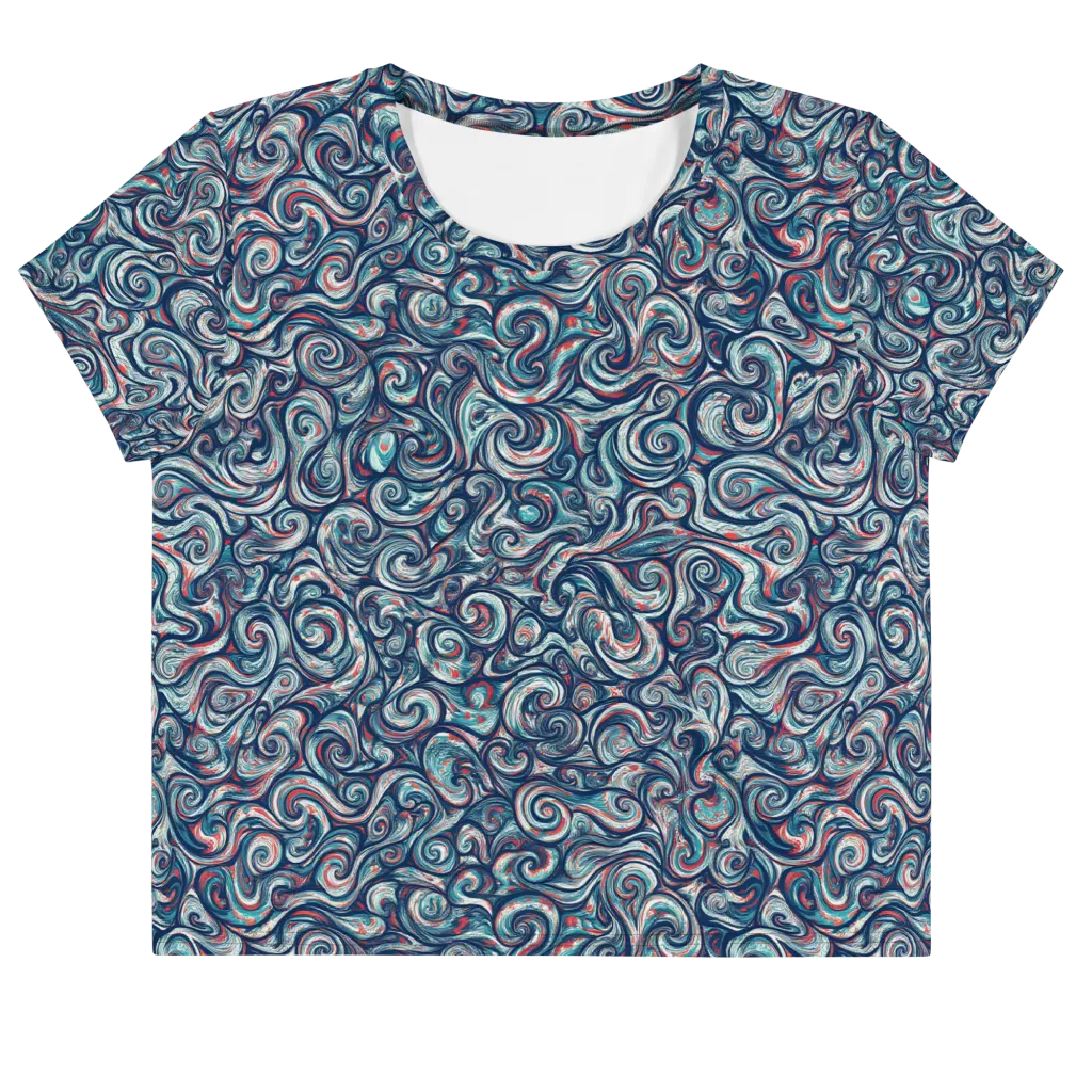 Indigo Vortex on Crop Tee — Front