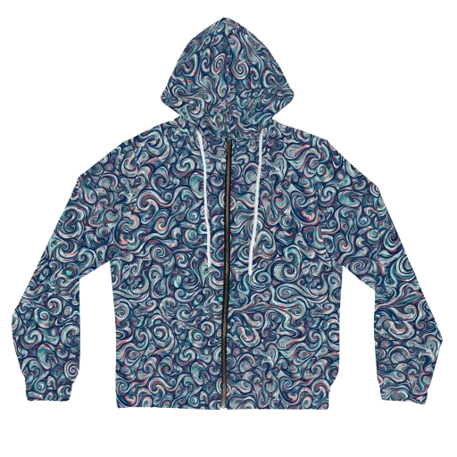 Indigo Vortex on a Women's Full-Zip Hoodie