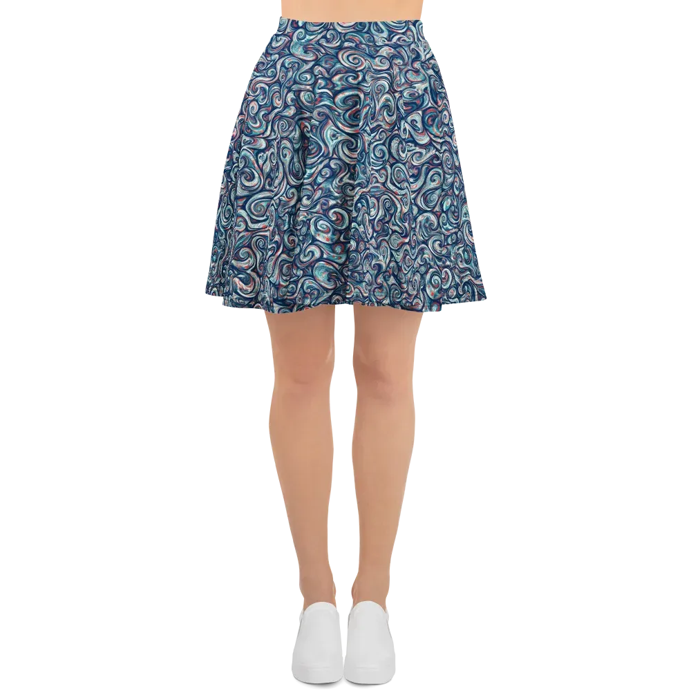 Indigo Vortex on Skater Skirt — Front