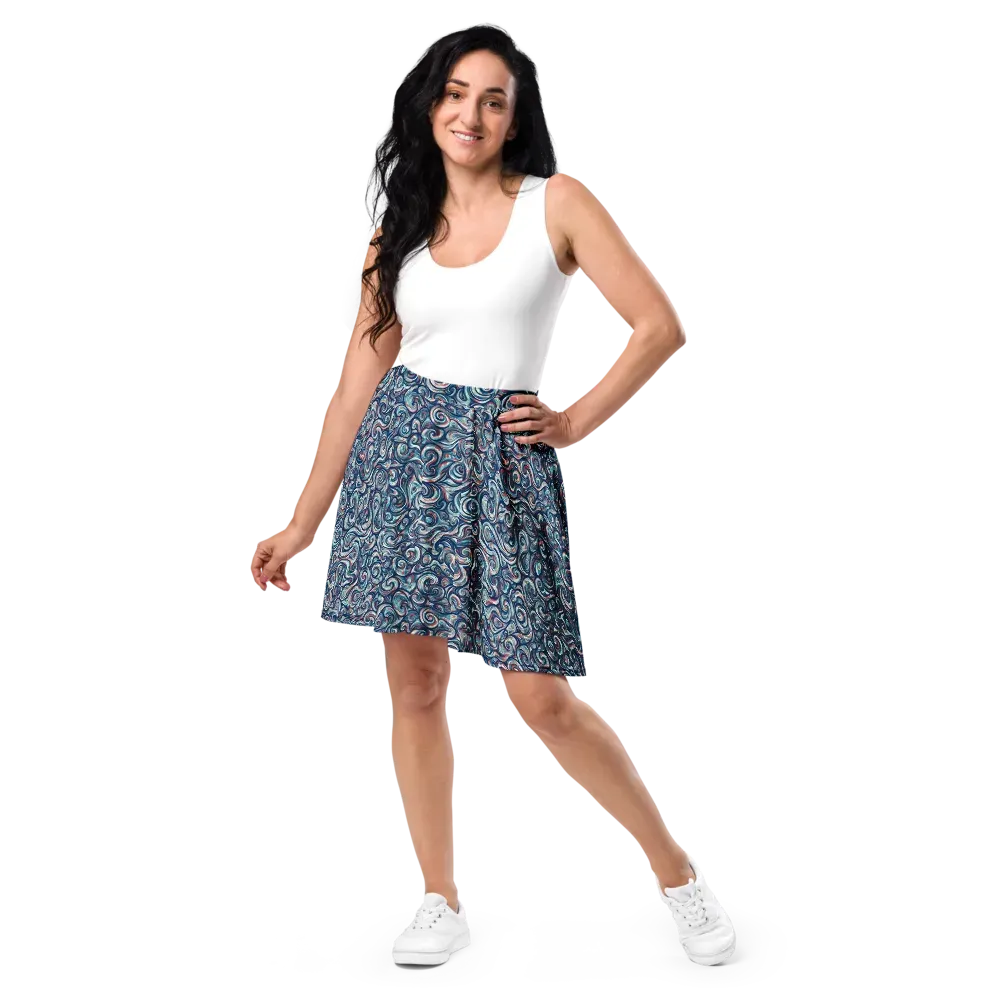 Indigo Vortex on Skater Skirt — Front