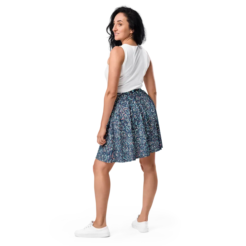 Indigo Vortex on Skater Skirt — Back