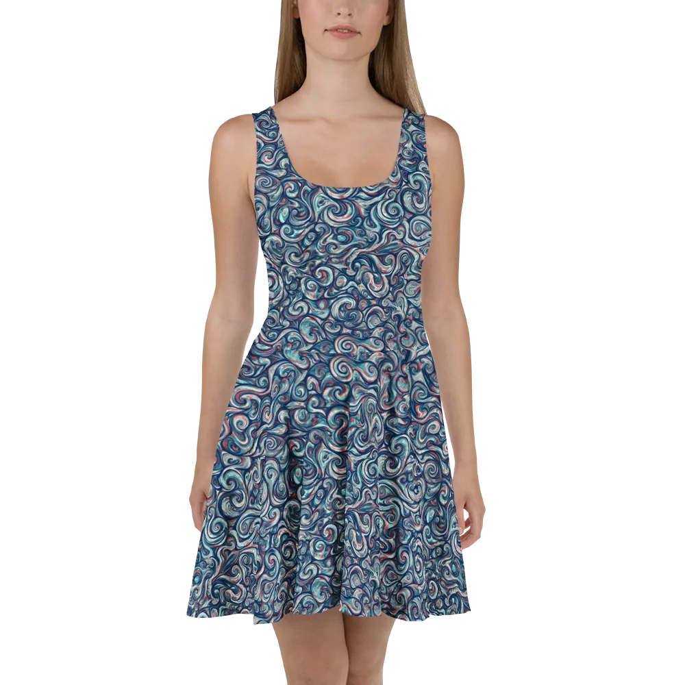 Indigo Vortex on Skater Dress — Front