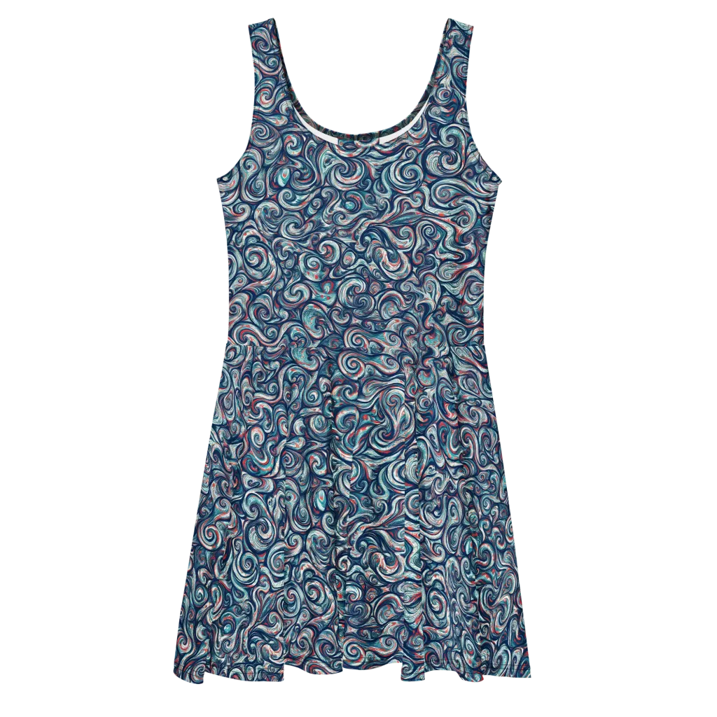 Indigo Vortex on Skater Dress — Front