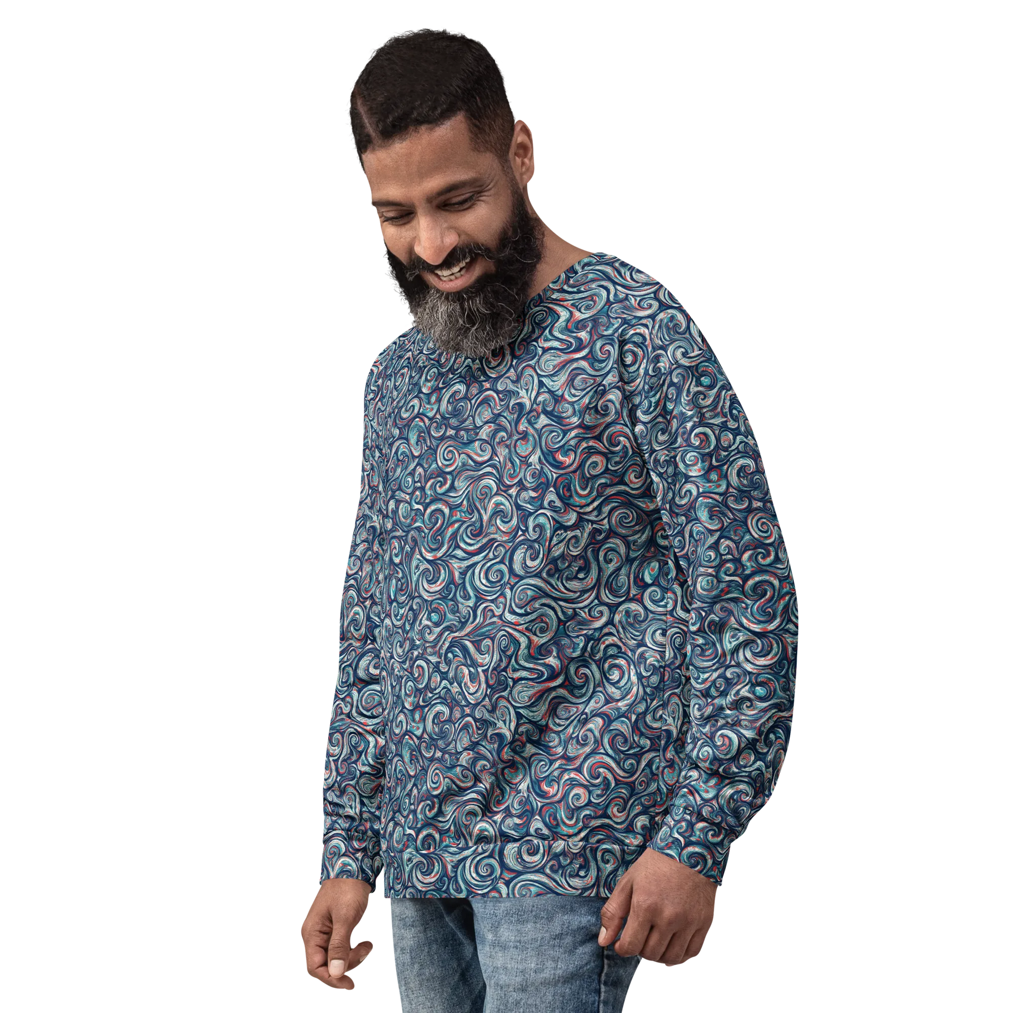 Indigo Vortex on Sweatshirt — Left Front