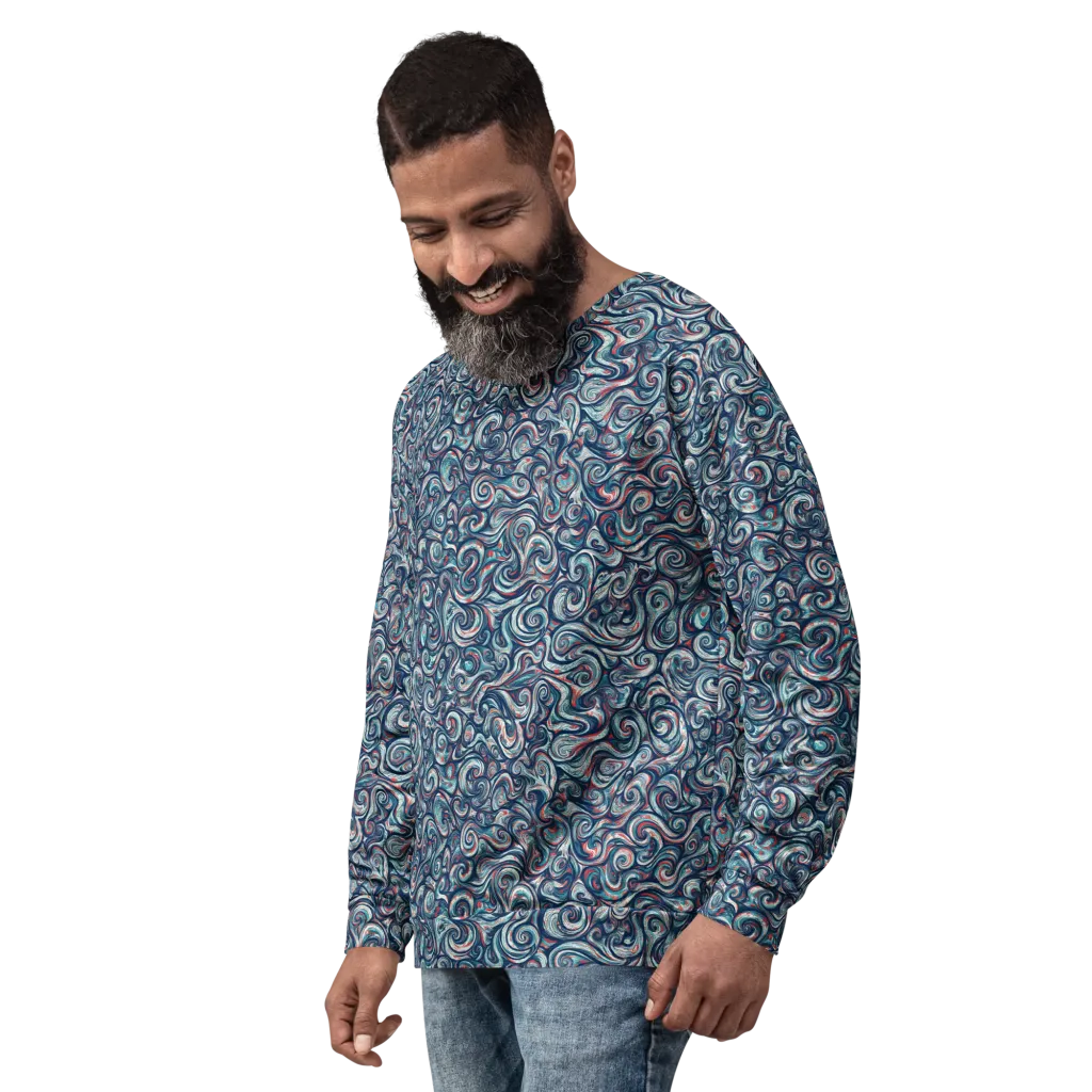 Indigo Vortex on Sweatshirt — Left Front