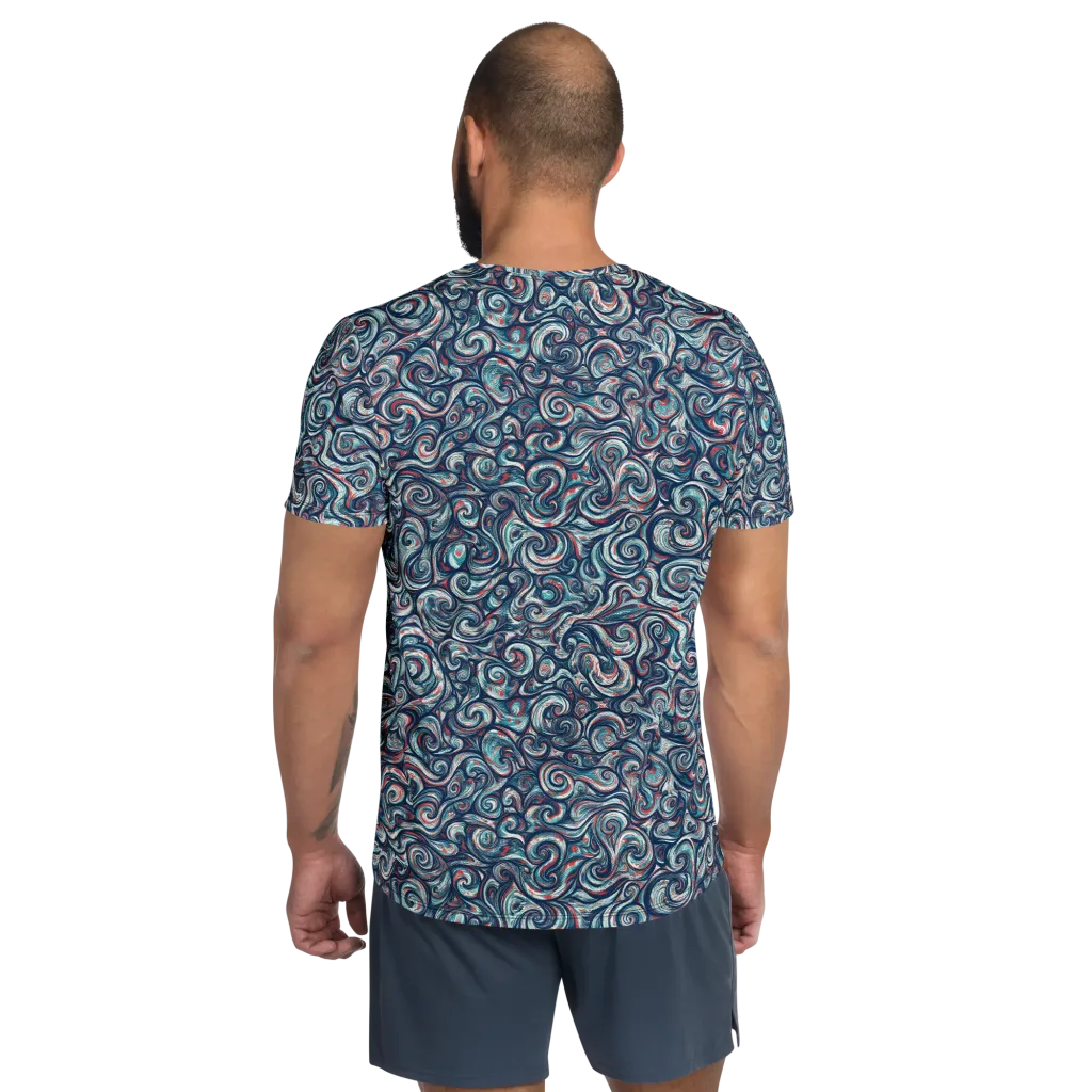 Indigo Vortex on Men's Athletic T-Shirt — Back