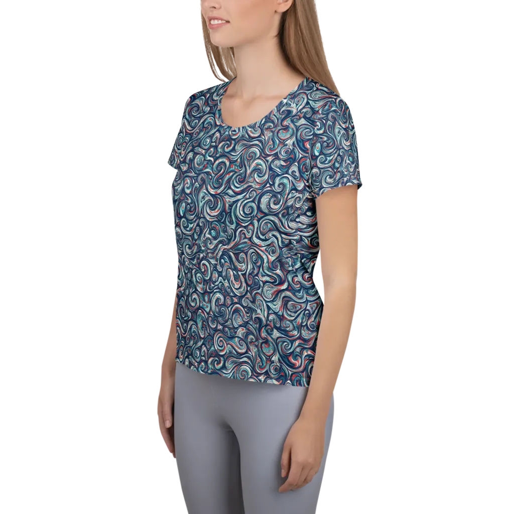 Indigo Vortex on Women's Athletic T-Shirt — Left