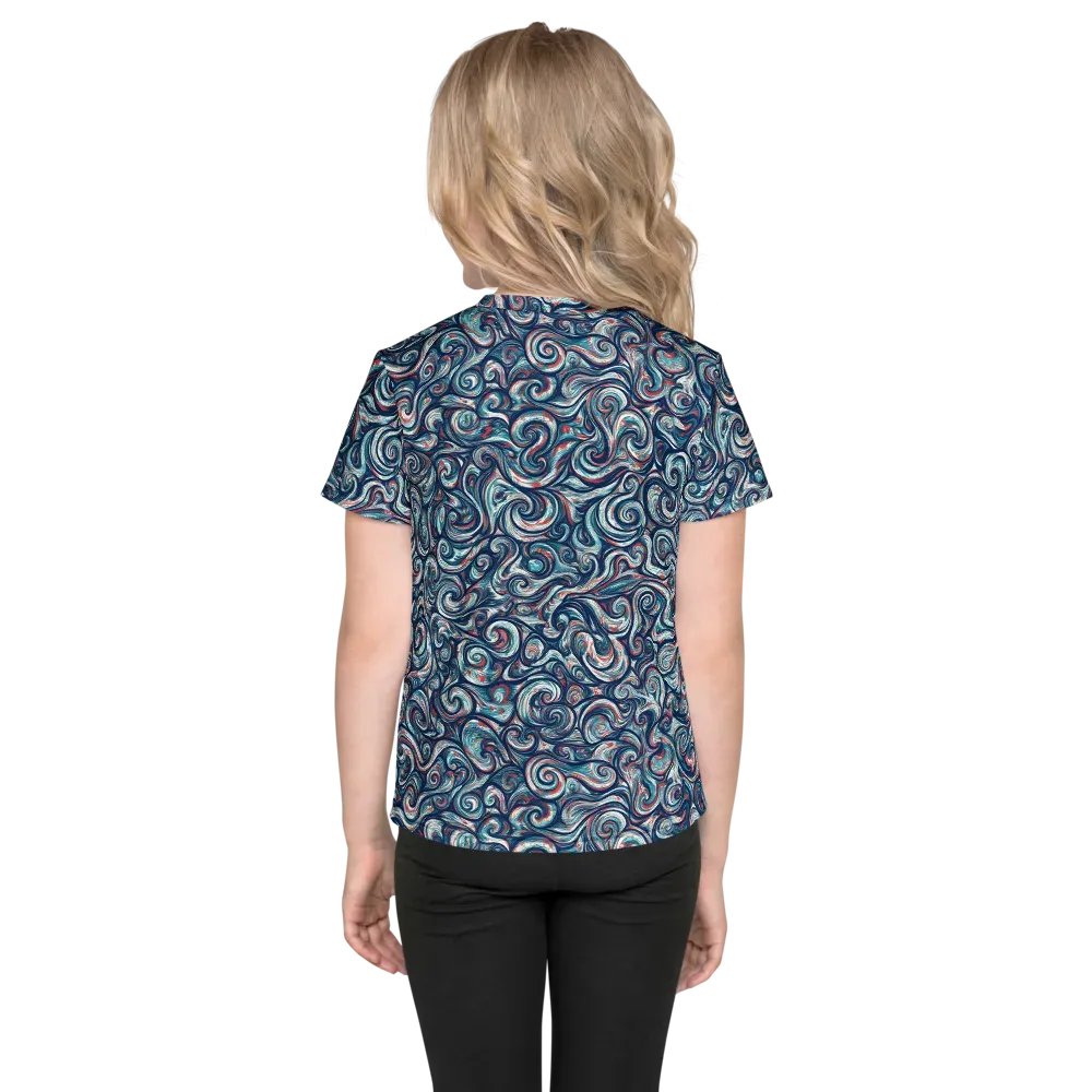 Indigo Vortex on Kids Crew Neck T-Shirt — Back
