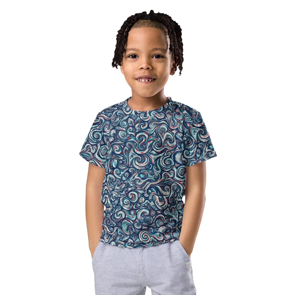 Indigo Vortex on Kids Crew Neck T-Shirt — Front