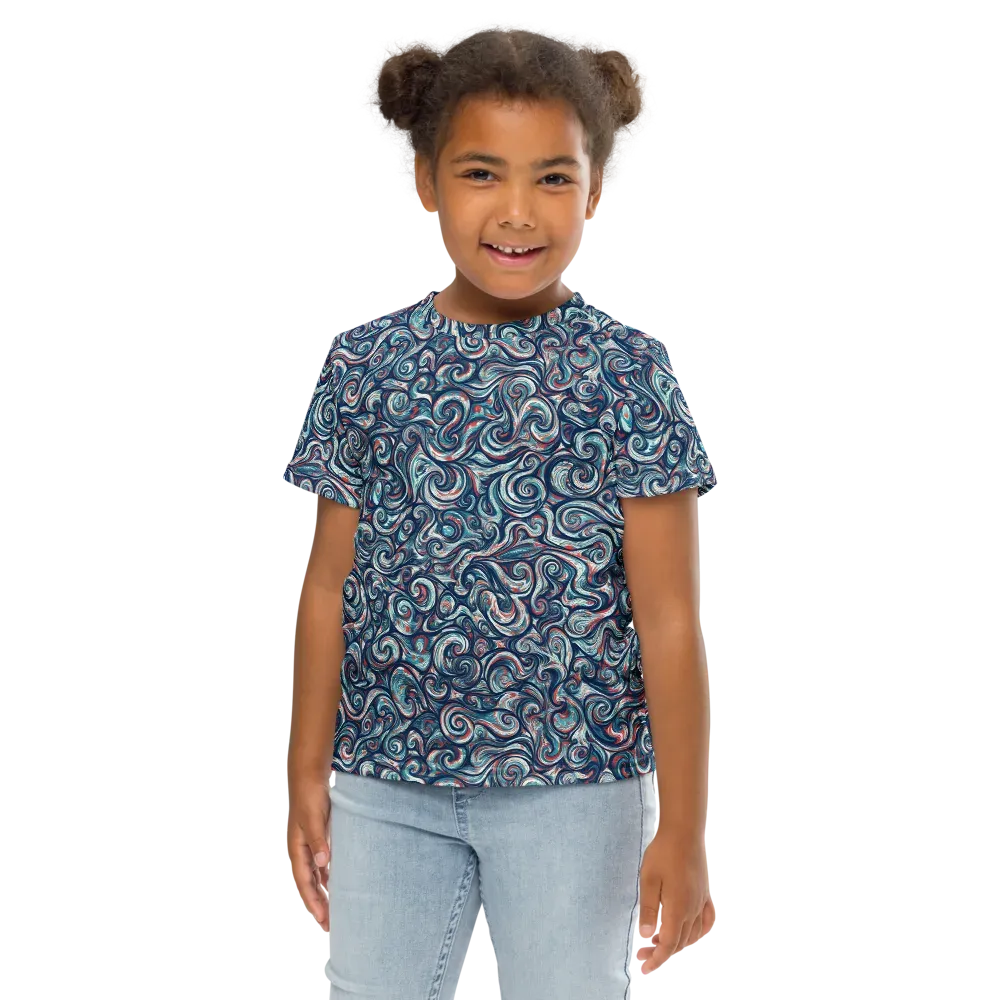 Indigo Vortex on Kids Crew Neck T-Shirt — Front