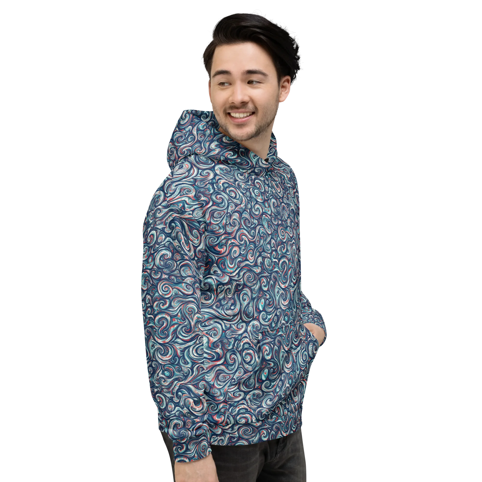 Indigo Vortex on Hoodie — Right