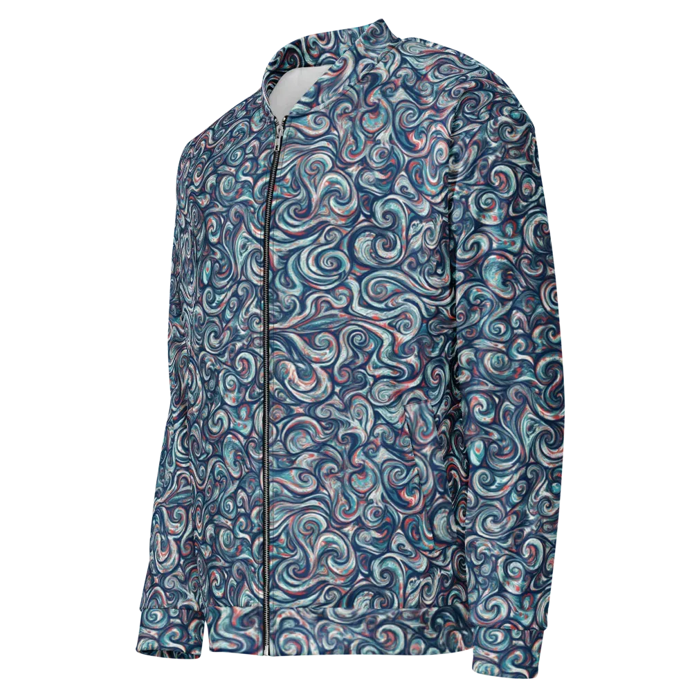 Indigo Vortex on Bomber Jacket — Left Front
